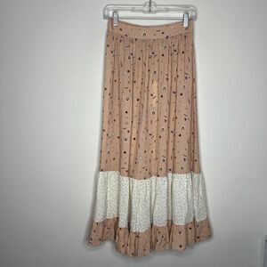 Katrina Women’s Maxi Skirt Size Small Novelty Cottage Core Funky Cactus Rainbow